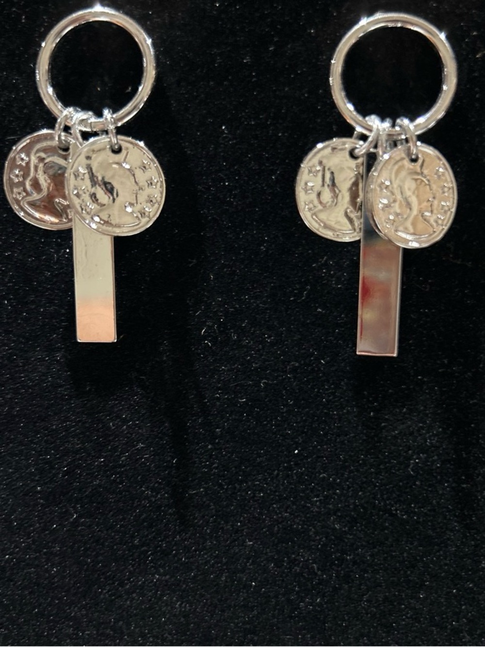 Silver color coins charm earrings